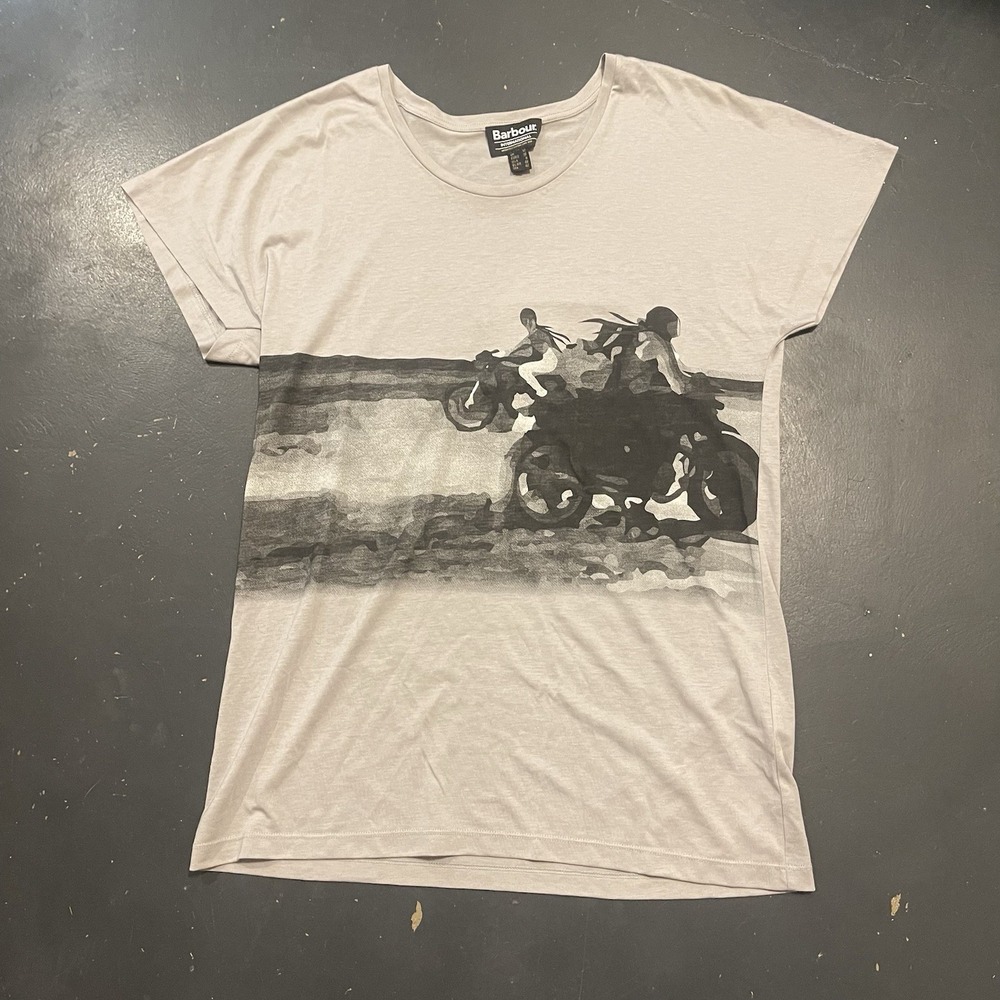 Barbour Shirt Womens 8 Gray Hairpin Tour Motorcycle T Shirt Short Sleeve